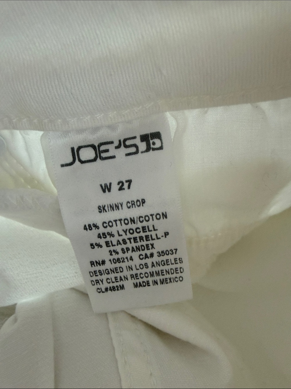 Joe’s White Skinny Cropped Jeans with Frayed Hem - Size 27 - Picture 2 of 6